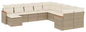 3258971 vidaXL Градински диван с възглавници, 11 части, бежов полиратан