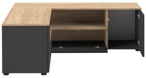 Масичка за телевизор с дъбов декор в черно и натурално 130x46 cm Angle - TemaHome