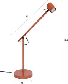 Червена метална настолна лампа (височина 45,5 cm) Aero – White Label