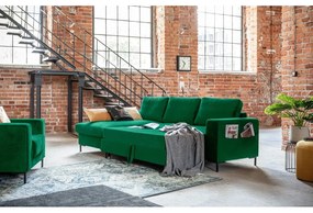 Зелен кадифен ъглов разтегателен диван, ляв ъгъл Lofty Lilly - Miuform