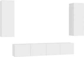 3074455 vidaXL Комплект ТВ шкафове от 4 части, бял, инженерно дърво