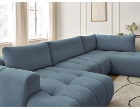 Син сгъваем/с място за съхранение ъглов диван (десен ъгъл/U форма) Fuji – Bobochic Paris