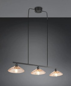 Черно/в кехлибарен цвят метално висящо осветително тяло със стъклен абажур Eluna – Reality