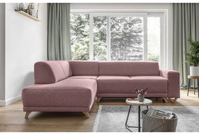 Розов разтегателен/с място за съхранение ъглов диван (ляв ъгъл/L форма) Classy Sophie – Miuform