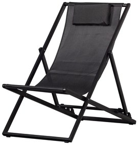 Черен метален сгъваем градински шезлонг Esper – Exotan