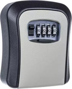 Метален сейф за ключове с код, водоустойчив, стенен монтаж, черен_сребрист, 11,5x9,5x4 см Malatec