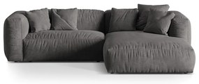 Сив кадифен модулен ъглов диван (десен ъгъл) Martina – Micadoni