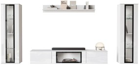 Комплект за Всекидневна Каро-Бял-Бял Лъскав