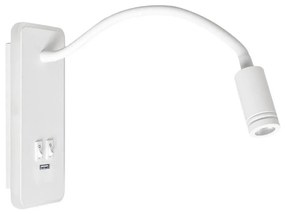 LED Гъвкав wall малко лампа с USB BASE 1xLED/8W+1xLED/2W/230V бял