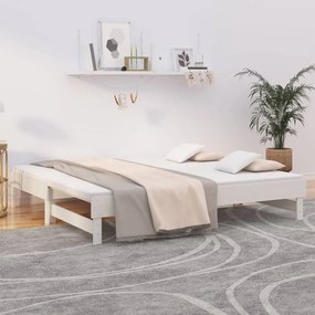 823395 vidaXL Разтегателна кушетка, бяла, 2x(75x190) см, борово дърво масив