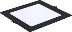 RABALUX Shaun2, indoor square recessed lamp, black plastic lamp with white plastic shade, 18W, with shade: 1350lm, without shade