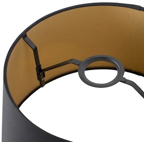 Абажур от памук черен 32/25/18 със златен интериор