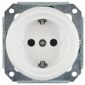 Bohemia-Design- Порцеланова ретро стенна розетка без рамка SCHUKO 250V/16A бяла