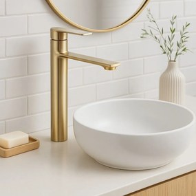 Смесител за мивка REA Storm GOLD BRUSH High