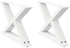 4012689 vidaXL Крака за масичка за кафе, 2 бр., бели, 60 x (30-31,3) см, стомана