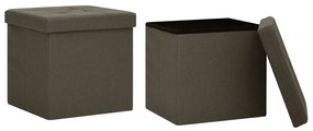 338775 vidaXL Сгъваеми табуретки за съхранение 2 бр тъмнокафеви изкуствен лен