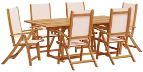 3279275 vidaXL Градински трапезен комплект, 7 части, акация масив и textilene