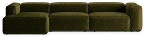 Зелен ъглов диван от рипсено кадифе (ляв ъгъл) Bergano – Cosmopolitan Design