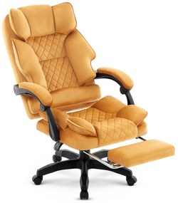 Ергономичен офис стол HC-1031 с поставка за крака - горчица жълто