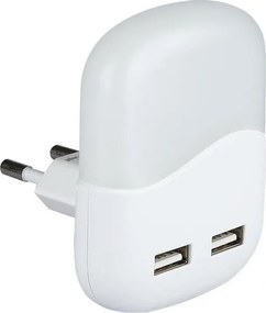 LED Нощна лампа за контакт със сензор за здрач 2xUSB LED/0,45W/230V 3000K