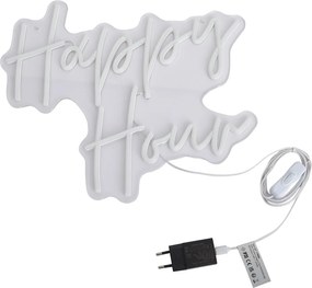 Неонова стенна лампа бяла с LED - Happy Hour