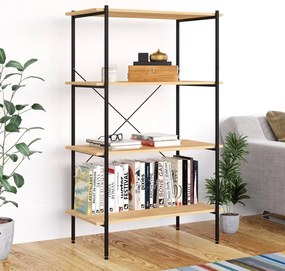 336344 vidaXL Етажерка с 4 рафта, черно и дъб, 80x40x130 см