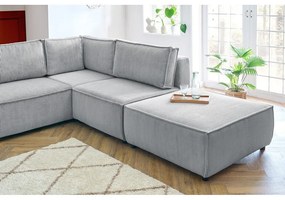 Светлосив ъглов U-образен диван от велур, десен ъгъл Nihad modular - Bobochic Paris