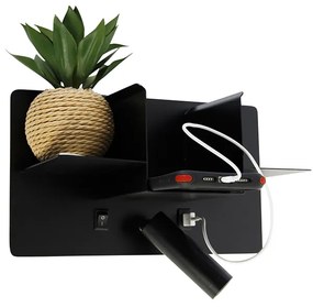 Модерна стенна лампа черна с LED и USB - Thijs