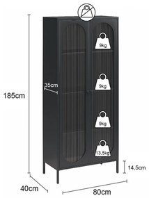 Светлосиня метална витрина 80x186x40 cm Luna – Støraa