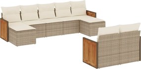 3260483 vidaXL Градински комплект диван с възглавници 9 части бежов полиратан