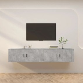 3188370 vidaXL ТВ шкафове за стенен монтаж, 2 бр, бетонно сиви, 100x34,5x40 см