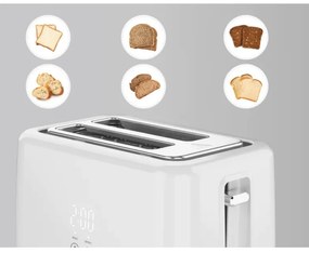 Тостер за хляб AENO ATS0002W, 930W, 7 степени, Сензорно управление, Обратен таймер, Защита при засядане, Тих, Бял