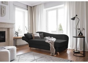 Антрацитен шезлонг от рипсено кадифе (ляв ъгъл) Chic Charlotte – Miuform