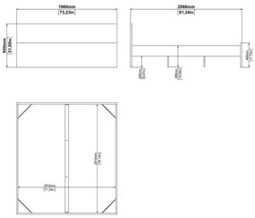 Двойно легло от дъбов декор без ламелно дъно в естествен цвят 180x200 cm Naia – Tvilum