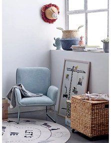 Бял килим Животни, ø 130 cm - Bloomingville Mini