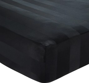 Черен еластичен сатенен чаршаф 150x200 cm So Soft Satin Stripe – Catherine Lansfield