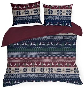 Коледен памучен комплект чаршафи с норвежки елен и дърво Ширина: 140 см | Дължина: 200 см