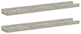 326700 vidaXL Стенни рафтове, 2 бр, бетонно сиви, 60x9x3 см