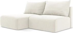 Кремав кадифен сгъваем/с място за съхранение ъглов диван (ляв ъгъл) Kalena – Makamii