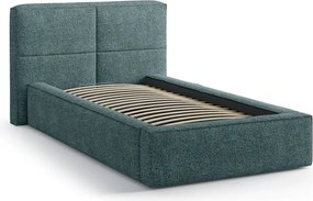 Тюркоазено единично легло 90x200 cm тапицирано с място за съхранение с включена подматрачна рамка Darren – Micadoni