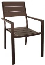 Horecano - Полиетиленов стол с подлакътник, имитиращ дърво PLASTIC WOOD-КАФЯВ TB-(YC-051)