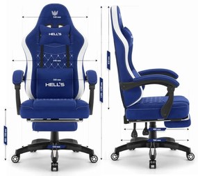 Удобен геймърски и офис стол HC-1015 с поставка за крака - син