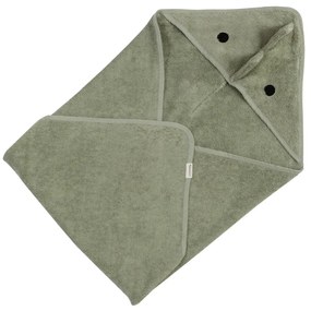 Зелена памучна детска хавлия с качулка 75x75 cm Dinosaur – Kindsgut