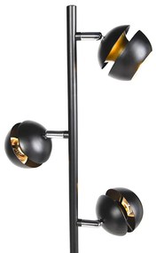 Модерна подова лампа 3-светлина черна със златен интериор - Buell Deluxe