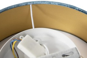 Модерна таванна лампа синя 30 см със златен интериор - Drum