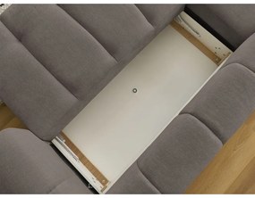 Кафяво-сив сгъваем/с място за съхранение ъглов диван (ляв ъгъл) Fuji – Bobochic Paris