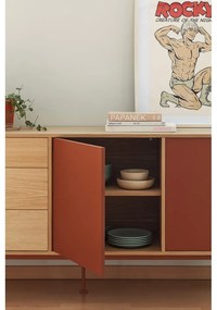 Керемиденочервен скрин с дъбов фурнир , ширина 180 см Yoko - Teulat