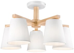 Плафон ELLIE 5xE27/60W/230V бял/бук, монтаж на таван