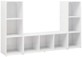 3079961 vidaXL ТВ шкафове, 3 бр, бели, 107x35x37 см, инженерно дърво