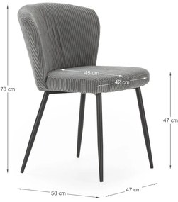 Сиви велурени трапезни столове в комплект 4 бр. Megan – Marckeric